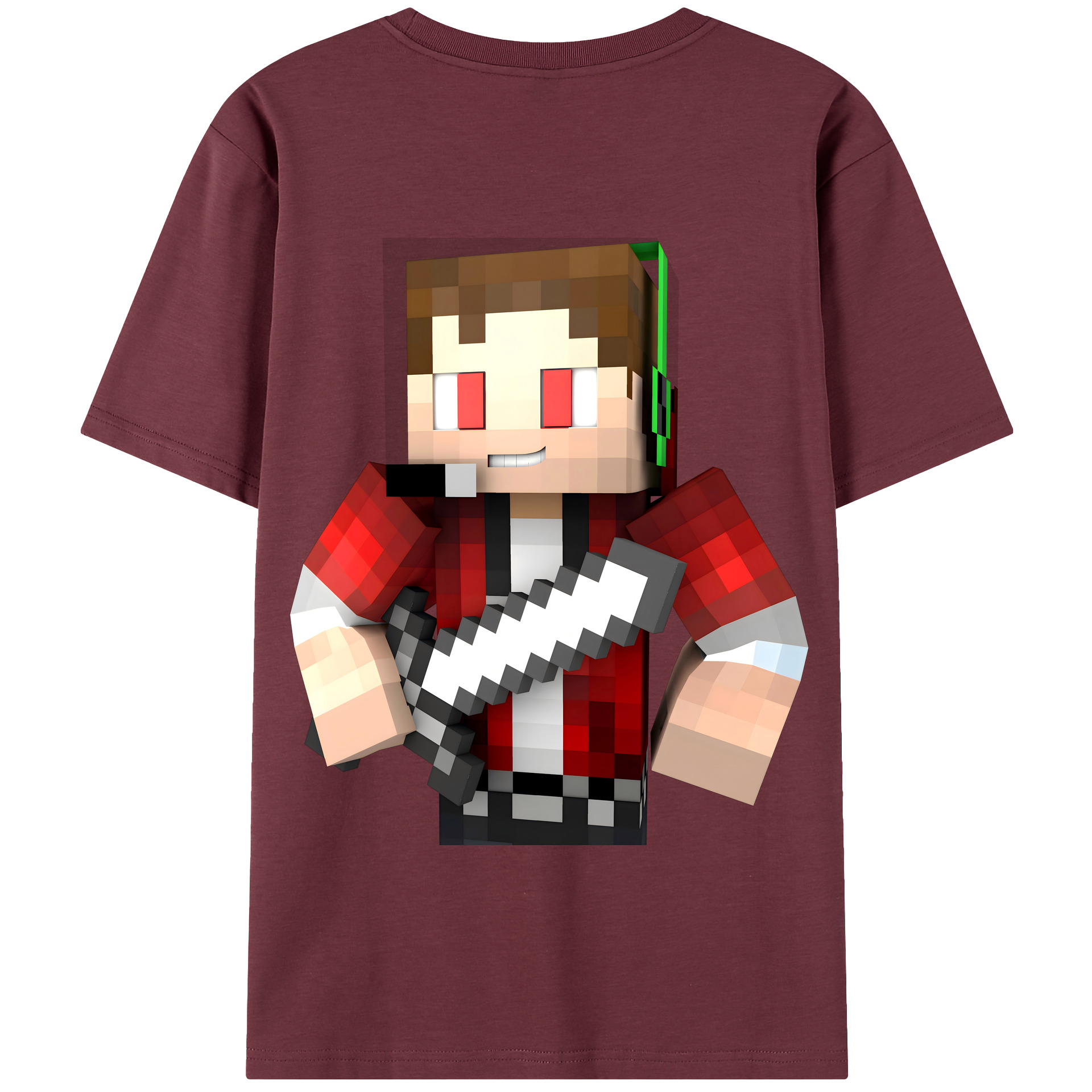 （画像用） マインクラフト ブロックの世界 Minecraft MC Block world 綿100％半袖Tシャツ（背面プリント）